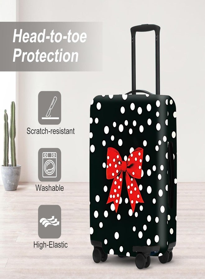 THISFIND Polka Dot Bow Luggage Cover, Washable Suitcase Protector Red Ribbon Retro Design Anti-scratch for 32",34" Bag - Image 2